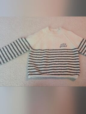Zara Kids Cream Ribbed Turtleneck Sweater